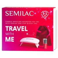 SEMILAC Travel With Me Set Zestaw do paznokci Lampa Lakier One Step Cleaner
