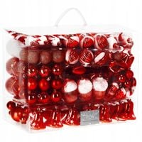 BOMBKI NA CHOINKĘ 153szt CHOINKOWE CZERWONE ZESTAW XXL OZDOBY DEKORACJE