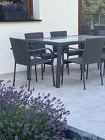 Komplet mebli obiadowych AVVICENTE szary technorattan