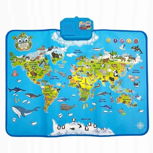 INTERAKTYWNA MAPA ŚWIATA ZWIERZĄT DOTYKOWA MATA EDUKACYJNA MÓWI PO POLSKU na Arena.pl
