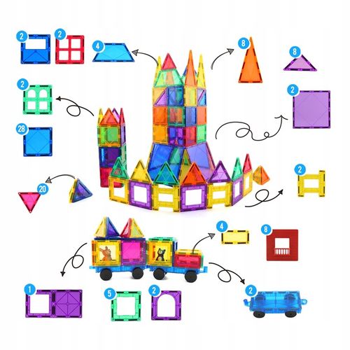 100 X KLOCKI MAGNETYCZNE DUŻE 3D MAGNETIC TILES KONSTRUKCYJNE ZESTAW DZIECI na Arena.pl