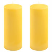 ŚWIECE STOŁOWE ŻÓŁTE 2 SZT 25x10 CM ŚWIECZKI WALCOWE TRADYCYJNE KOLUMNOWE