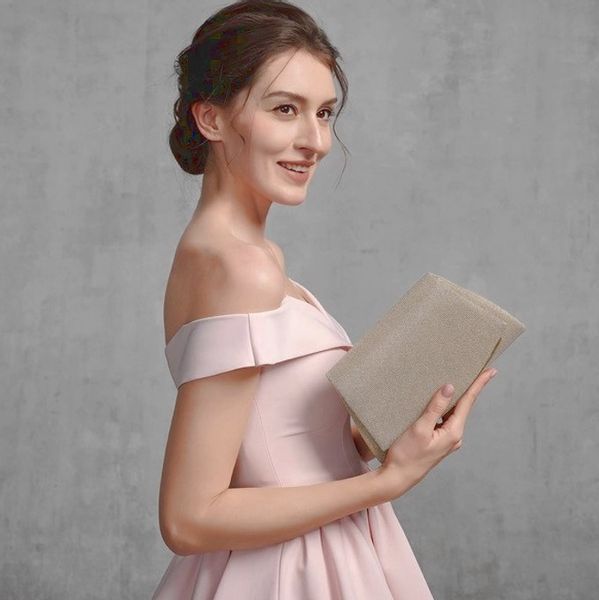 Złota Torebka Wieczorowa Kopertówka Wizytowa Mała Łańcuszek Elegancka zdjęcie 8