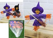 strach materiałowy czarownica na piku 30 cm mix kolor - 12 szt eac-143