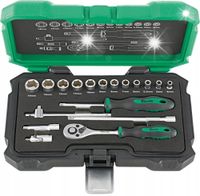 Zestaw kluczy nasadowych 1/4'' z grzechotką 18-cz.