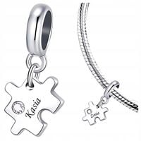 CHARMS PUZZEL zawieszka koralik srebro pr 925 GRAWER SREBRNY IMIĘ
