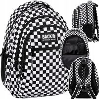 PLECAK SZKOLNY MŁODZIEŻOWY SZACHOWNICA CZARNO-BIAŁA KRATKA BACKUP KLASA 4-8