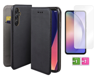 Etui z klapką do SAMSUNG GALAXY A54 5G czarny magnet + szkło na ekran 9H