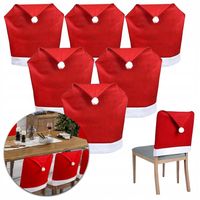 POKROWIEC NA KRZESŁO CZAPKA MIKOŁAJA POKROWCE NA KRZESŁA ŚWIĄTECZNE 6szt HQ