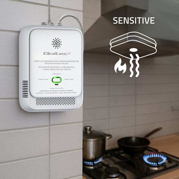 Czujnik CO/CH4 WiFi Tuya Qoltec 2w1 zdjęcie 5