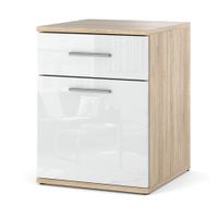 Szafka Nocna Stolik Szuflada Drzwiczki Nakastlik Dąb Sonoma Biały Połysk