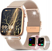 SMARTWATCH LEWER IPS Bluetooth IP67 złoty DAMSKI DOTYKOWY SPORTOWY PULS3