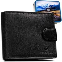 poziomy, duży portfel męski ze skóry naturalnej w czarnym kolorze