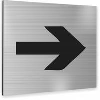 Tabliczka STRZAŁKA W PRAWO SREBRNA Tablica nierdzewna PIKTOGRAM ALUMINIUM