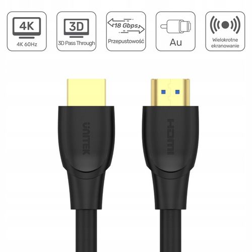Unitek czarny przewód kabel High Speed HDMI 2.0 4K 60Hz C11068BK 7m na Arena.pl