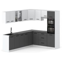 Kuchnia Marra Zestaw Narożny Duży Z Blatem 4.6m Biała Biała Mat Szara Mat
