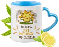 Dla Maksa Kubek Błękitny Z Uszkiem W Kształcie Serca Na Prezent Z Nadrukiem