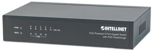INTELLINET Switch Gigabit 5xPoE Passthrough zasilany PoE lub AC, 68W na Arena.pl