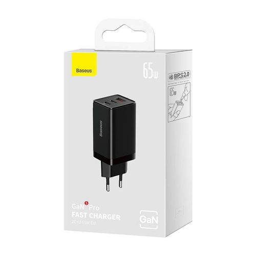 ładowarka sieciowa baseus gan5 pro 2xusb-c + usb, 65w (czarna) na Arena.pl