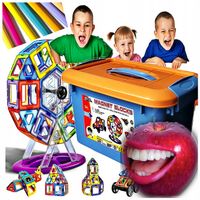 EDUKACYJNE konstrukcyjne KLOCKI MAGNETYCZNE 124 element prezenty certyfikat