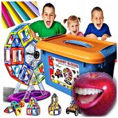 EDUKACYJNE konstrukcyjne KLOCKI MAGNETYCZNE 124 element prezenty