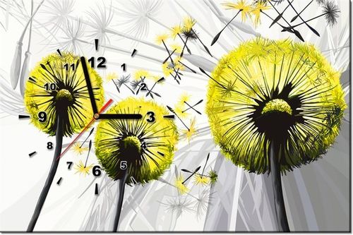 60CM 40CM ZEGAR OBRAZ DMUCHAWCE ŻÓŁCI DRUK PŁÓTNO RAMA na Arena.pl