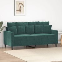 Sofa 2-osobowa, ciemnozielona, 140 cm, tapicerowana aksamitem