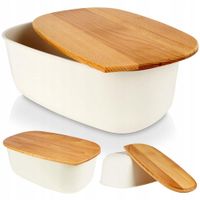 2X Duży CHLEBAK pojemnik na pieczywo chleb bułki z deską bambusową kuchenny