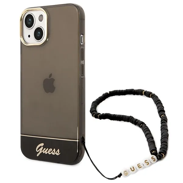 Etui Guess Translucent Pearl Strap na iPhone 14 - czarne zdjęcie 1