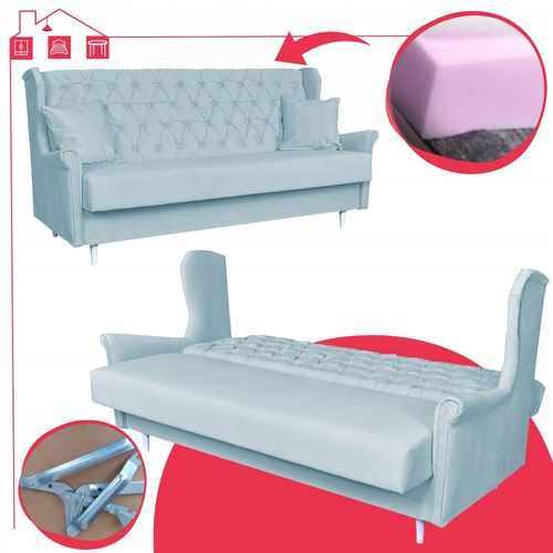 Sofa niebieska błękitna 3 osobowa WERSALKA welurowa uszak GAJA Family Meble na Arena.pl