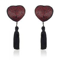 Bielizna-Heart Shine Nipples Tassels (Rosso)