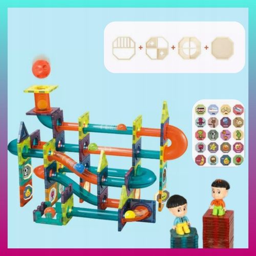 Klocki MAGNETYCZNE DUŻE 202EL Świecące TOR KULKOWY Kulodrom Magnetic Blocks na Arena.pl