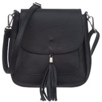 VERA PELLE torebka damska skórzana listonoszka na ramię z klapą V657 czarna