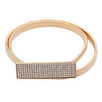 Pasek damski sprężynka złoty prostokąt cyrkonie