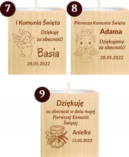 Podziękowanie dla Gości Komunia Chrzest piękny świecznik 10 szt grawer na Arena.pl
