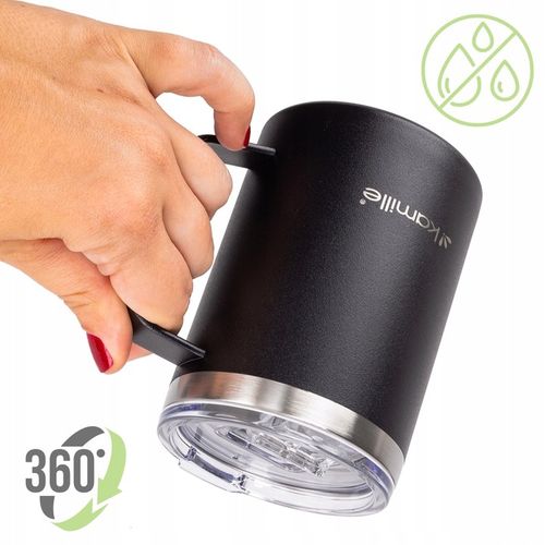 KUBEK TERMICZNY stalowy TERMOS do kawy herbaty z uchwytem KAMILLE 360ml na Arena.pl