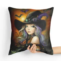 Poduszka Dekoracyjna - Bajkowa Czarownica Tył poduszki: - Seledynowy