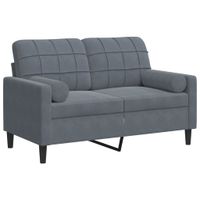 2-osobowa sofa z poduszkami, ciemnoszara, 120 cm, aksamit
