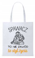 Dla Spawacza Prezent Torba Eco Biała Shopper Z Nadrukiem Ze Zdjęciem