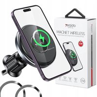 MAGNETYCZNY UCHWYT SAMOCHODOWY YESIDO C190 MAGSAFE 15W CZARNY