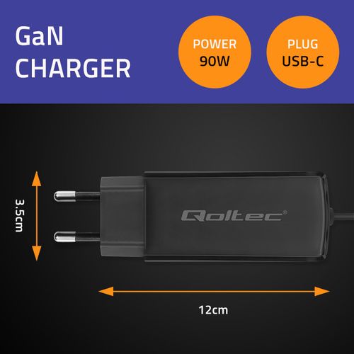 Qoltec Ładowarka GaN 90W USB-C, Szybkie Ładowanie na Arena.pl