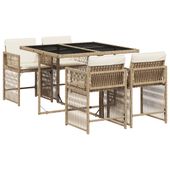 5-cz. zestaw mebli ogrodowych z poduszkami, beżowy, polirattan