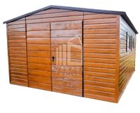SCHOWEK - DOMEK OGRODOWY 4m x 4m dwuspad - Brama + 2x okno - drewnopodobny 4x4