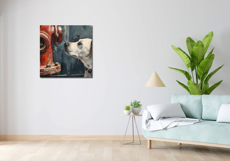 Obraz 70x70cm Kumpel przy Hydrancie zdjęcie 2