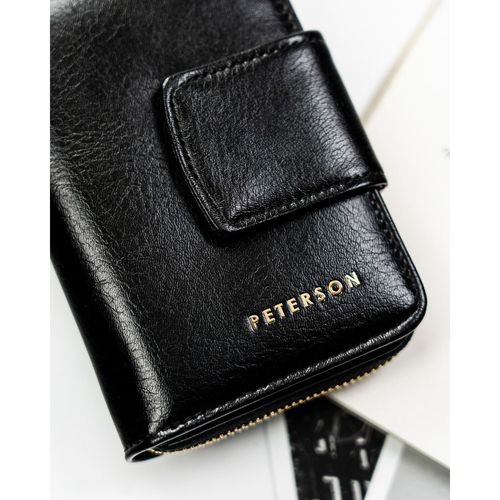 elegancki, mały portfel damski ze skóry ekologicznej w czarnym kolorze na Arena.pl