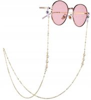 Modny Łańcuszek Perełki Do Okularów Złoty Ozdobny