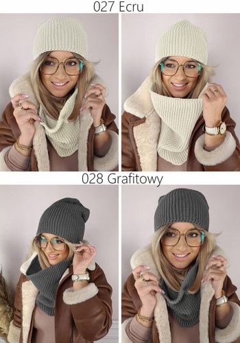 Ciepły KOMPLET damski CZAPKA + KOMIN szal PIĘKNY zimowy polski MODNE KOLORY na Arena.pl