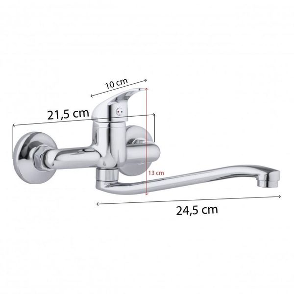 BATERIA KUCHENNA ŚCIENNA KRAN OBROTOWY DŁUGI CHROM zdjęcie 5
