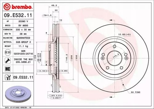 TARCZA HAM PRZOD 330X30 V BREMBO na Arena.pl