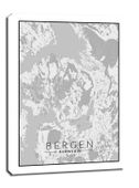 Bergen mapa czarno biała - obraz na płótnie 20x30 cm